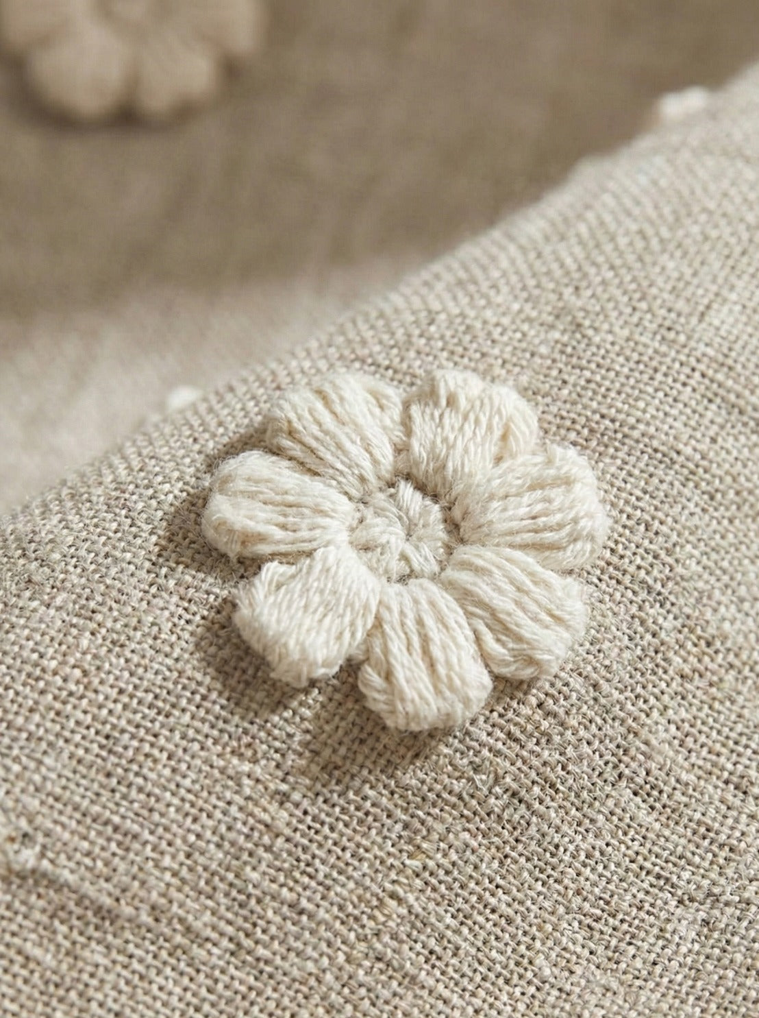 Hand-Embroidered Botanical Sheer Curtain Panel – Natural Linen Look
