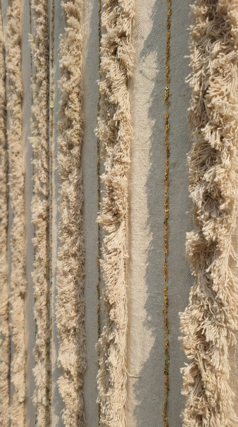 Hand-Embroidered Botanical Sheer Curtain Panel – Natural Linen Look