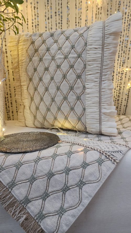Festive Cushions, Runner, Tableware and String Curtain Set