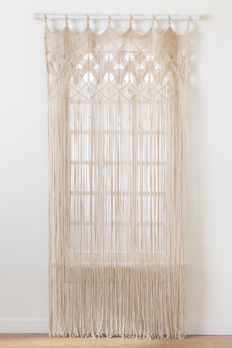 Hawa Parda Macrame Curtain with Wooden Bead