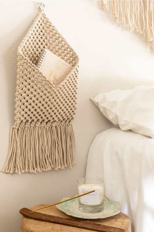 Rustic Macrame Wall Hanging Pocket